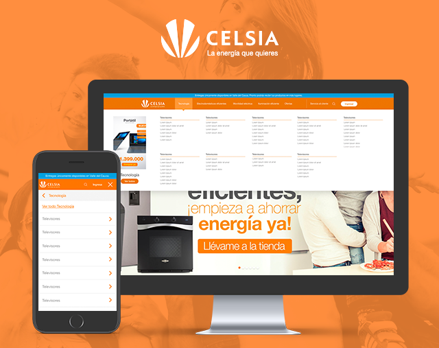 Menu de navegacion Tienda Celsia